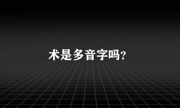 术是多音字吗？