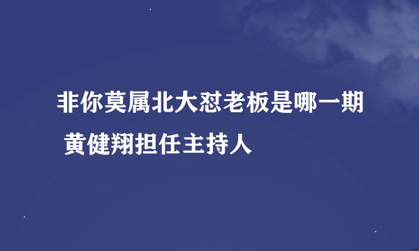 非你莫属北大怼老板是哪一期 黄健翔担任主持人