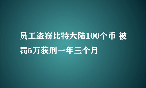 员工盗窃比特大陆100个币 被罚5万获刑一年三个月