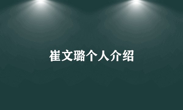 崔文璐个人介绍