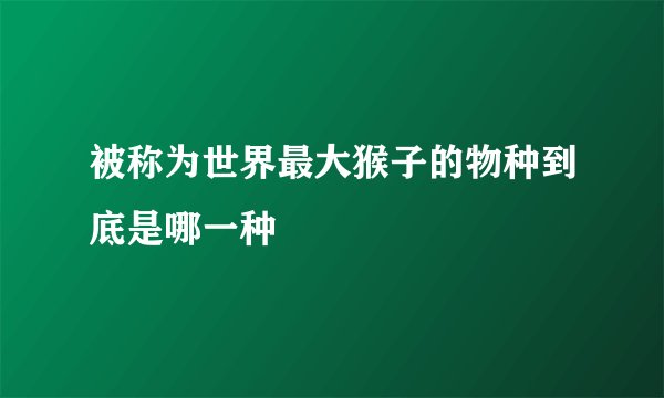 被称为世界最大猴子的物种到底是哪一种