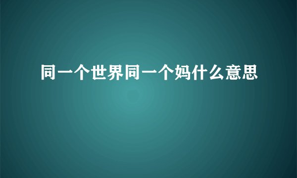 同一个世界同一个妈什么意思