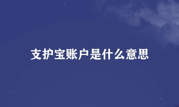 支护宝账户是什么意思
