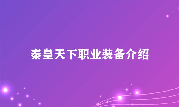 秦皇天下职业装备介绍