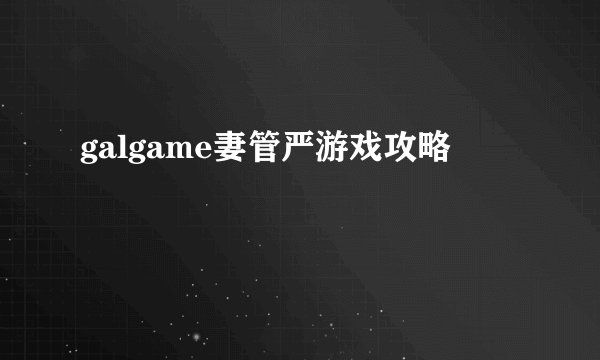 galgame妻管严游戏攻略