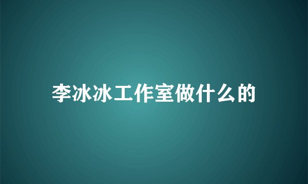 李冰冰工作室做什么的