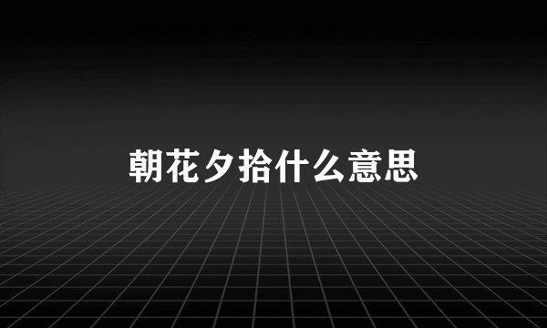 朝花夕拾什么意思