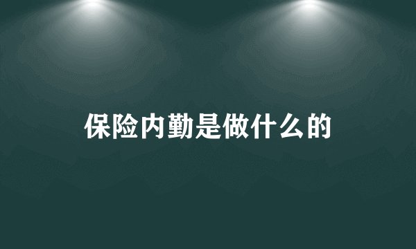 保险内勤是做什么的