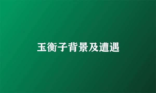 玉衡子背景及遭遇