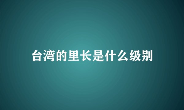 台湾的里长是什么级别