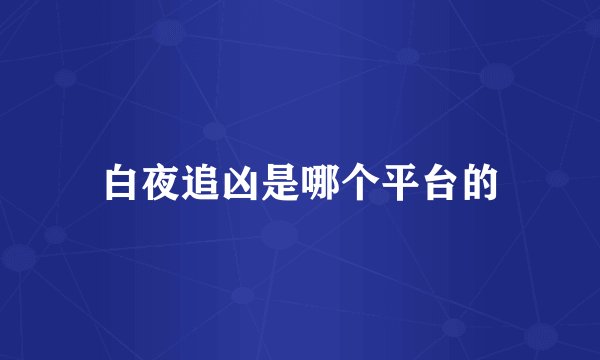 白夜追凶是哪个平台的
