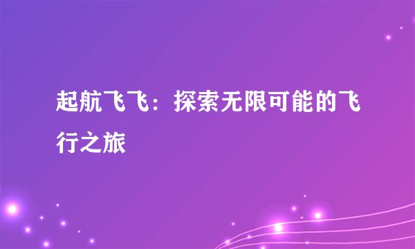 起航飞飞：探索无限可能的飞行之旅