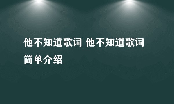 他不知道歌词 他不知道歌词简单介绍
