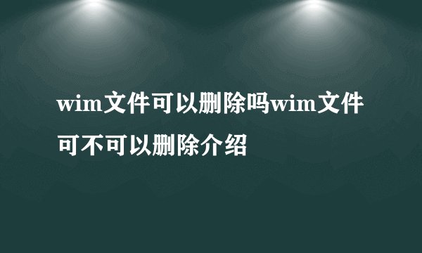 wim文件可以删除吗wim文件可不可以删除介绍