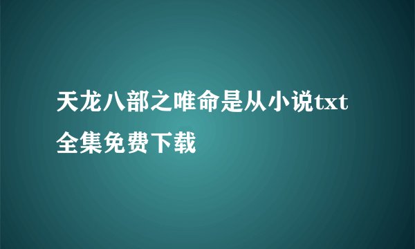 天龙八部之唯命是从小说txt全集免费下载