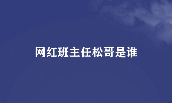 网红班主任松哥是谁