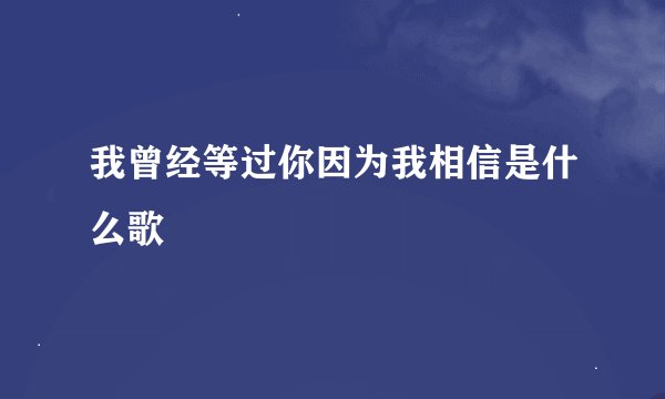 我曾经等过你因为我相信是什么歌