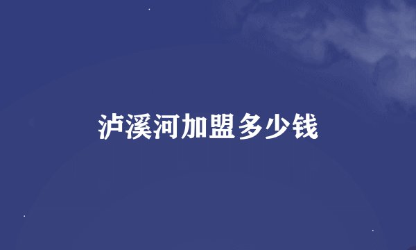 泸溪河加盟多少钱