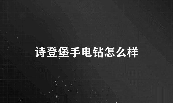 诗登堡手电钻怎么样