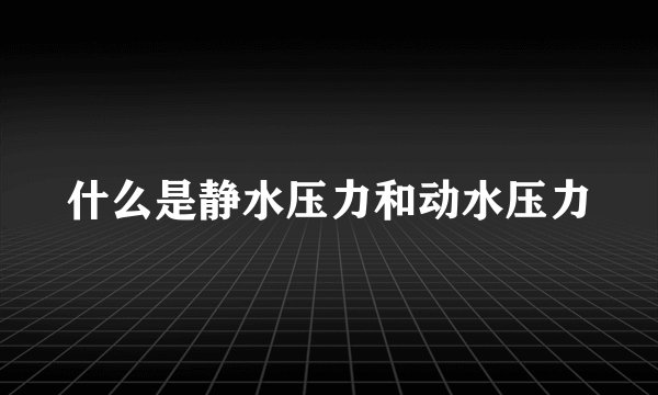 什么是静水压力和动水压力