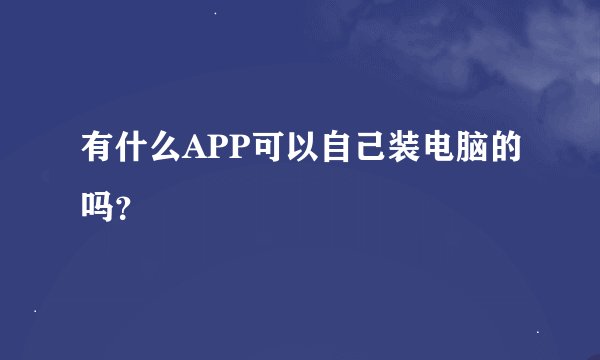有什么APP可以自己装电脑的吗？