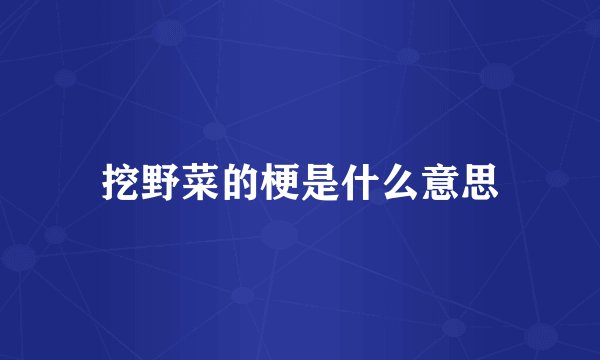 挖野菜的梗是什么意思
