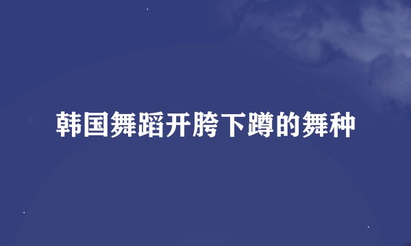 韩国舞蹈开胯下蹲的舞种