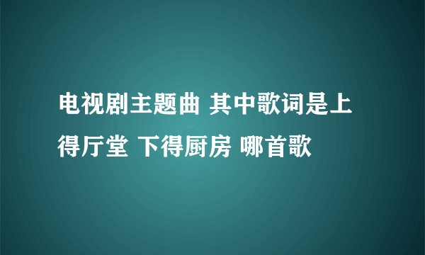 电视剧主题曲 其中歌词是上得厅堂 下得厨房 哪首歌