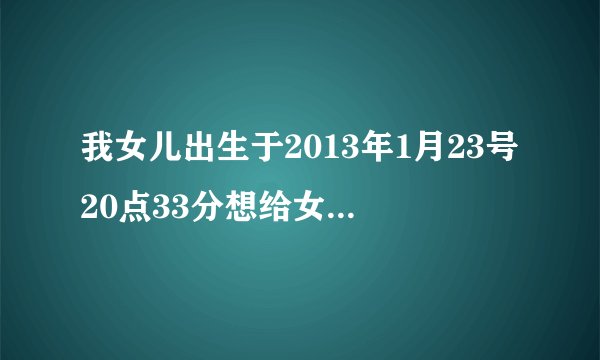 我女儿出生于2013年1月23号20点33分想给女儿取名不知道女儿五行属什么希望懂五行的朋友帮忙看看谢谢！