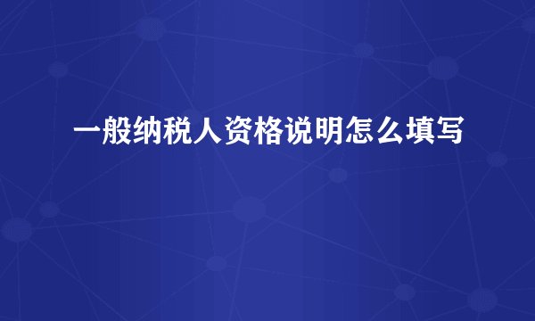 一般纳税人资格说明怎么填写