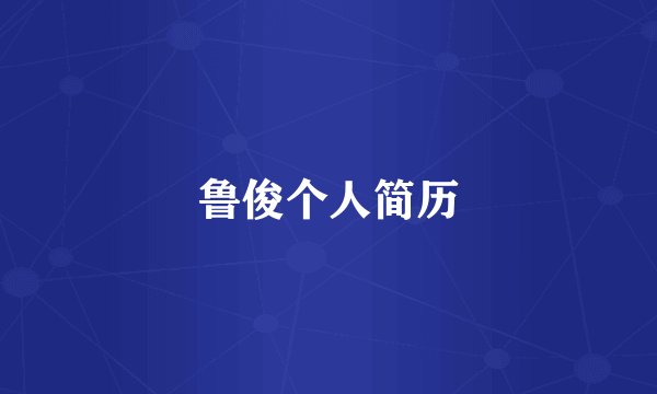 鲁俊个人简历