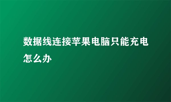 数据线连接苹果电脑只能充电怎么办