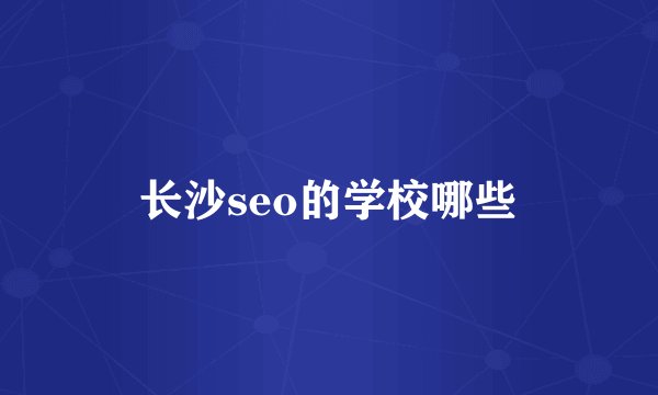 长沙seo的学校哪些