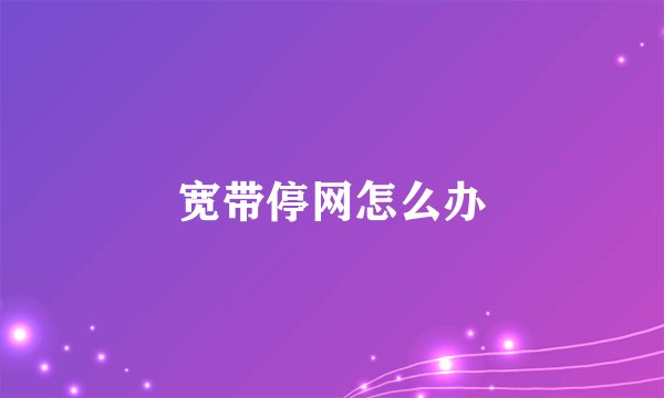 宽带停网怎么办