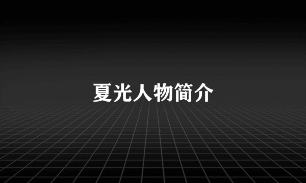 夏光人物简介