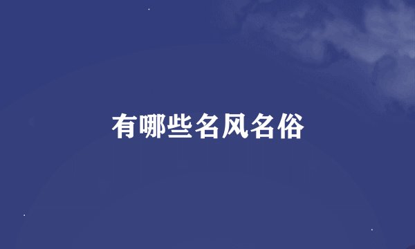有哪些名风名俗