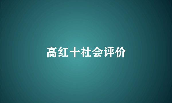 高红十社会评价