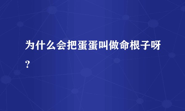 为什么会把蛋蛋叫做命根子呀？