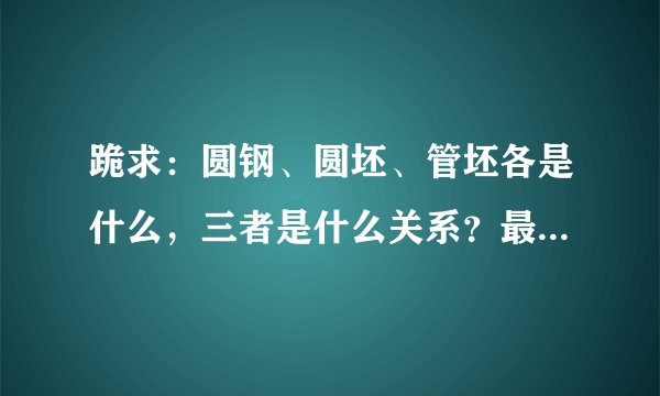 跪求：圆钢、圆坯、管坯各是什么，三者是什么关系？最好解释的详细一点