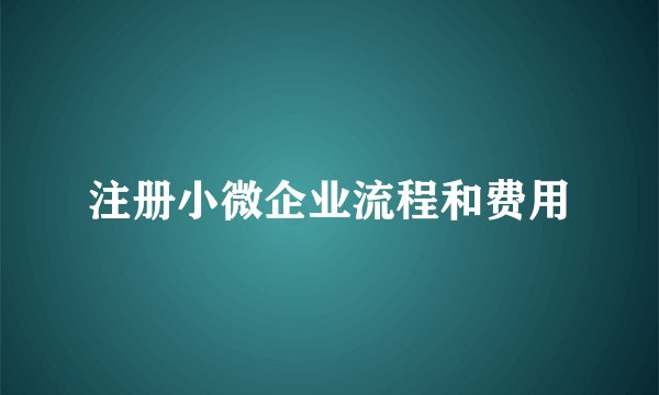 注册小微企业流程和费用