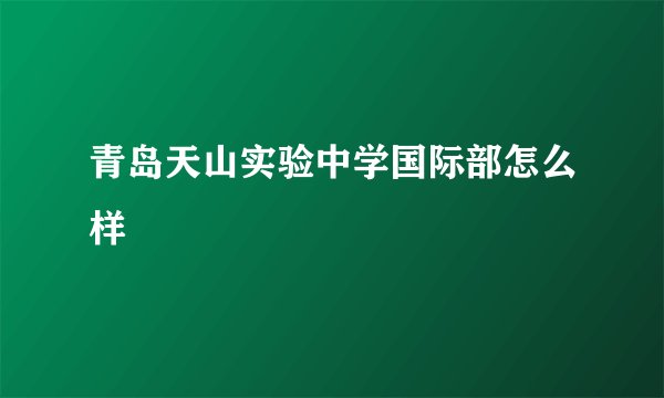 青岛天山实验中学国际部怎么样