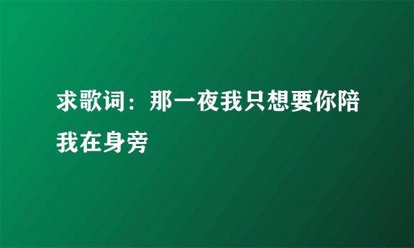 求歌词：那一夜我只想要你陪我在身旁