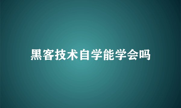黑客技术自学能学会吗