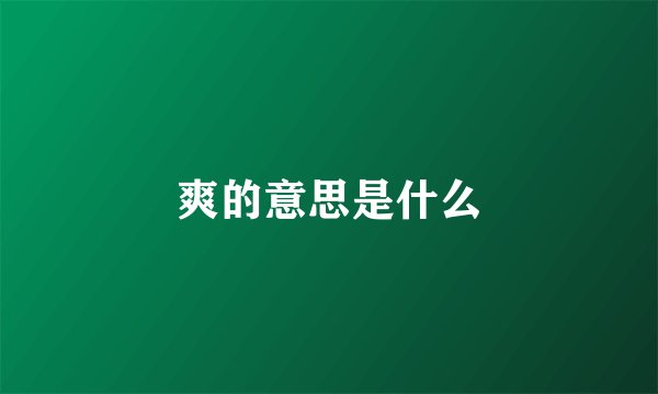 爽的意思是什么