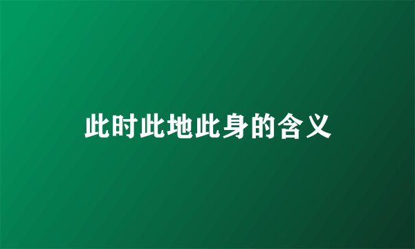 此时此地此身的含义