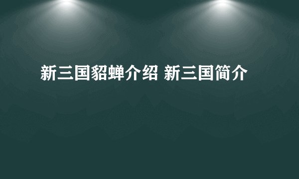 新三国貂蝉介绍 新三国简介