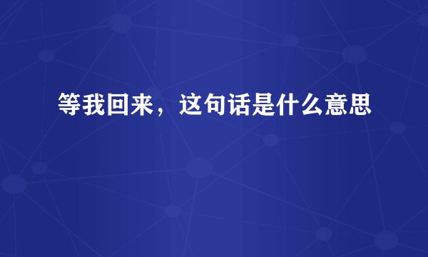 等我回来，这句话是什么意思