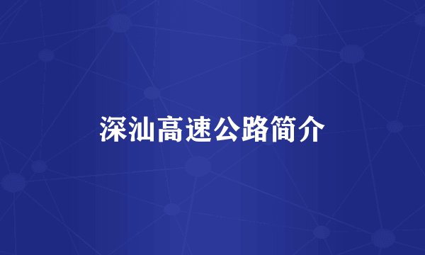 深汕高速公路简介