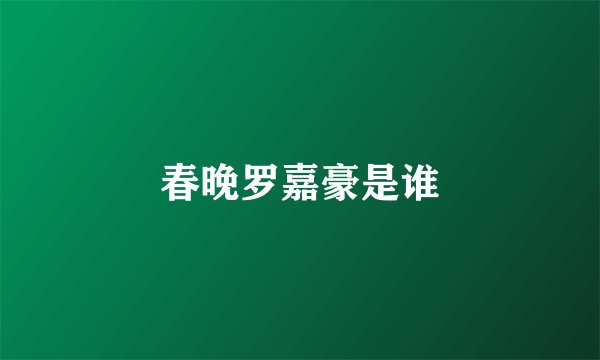 春晚罗嘉豪是谁