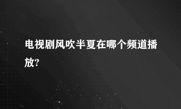 电视剧风吹半夏在哪个频道播放?